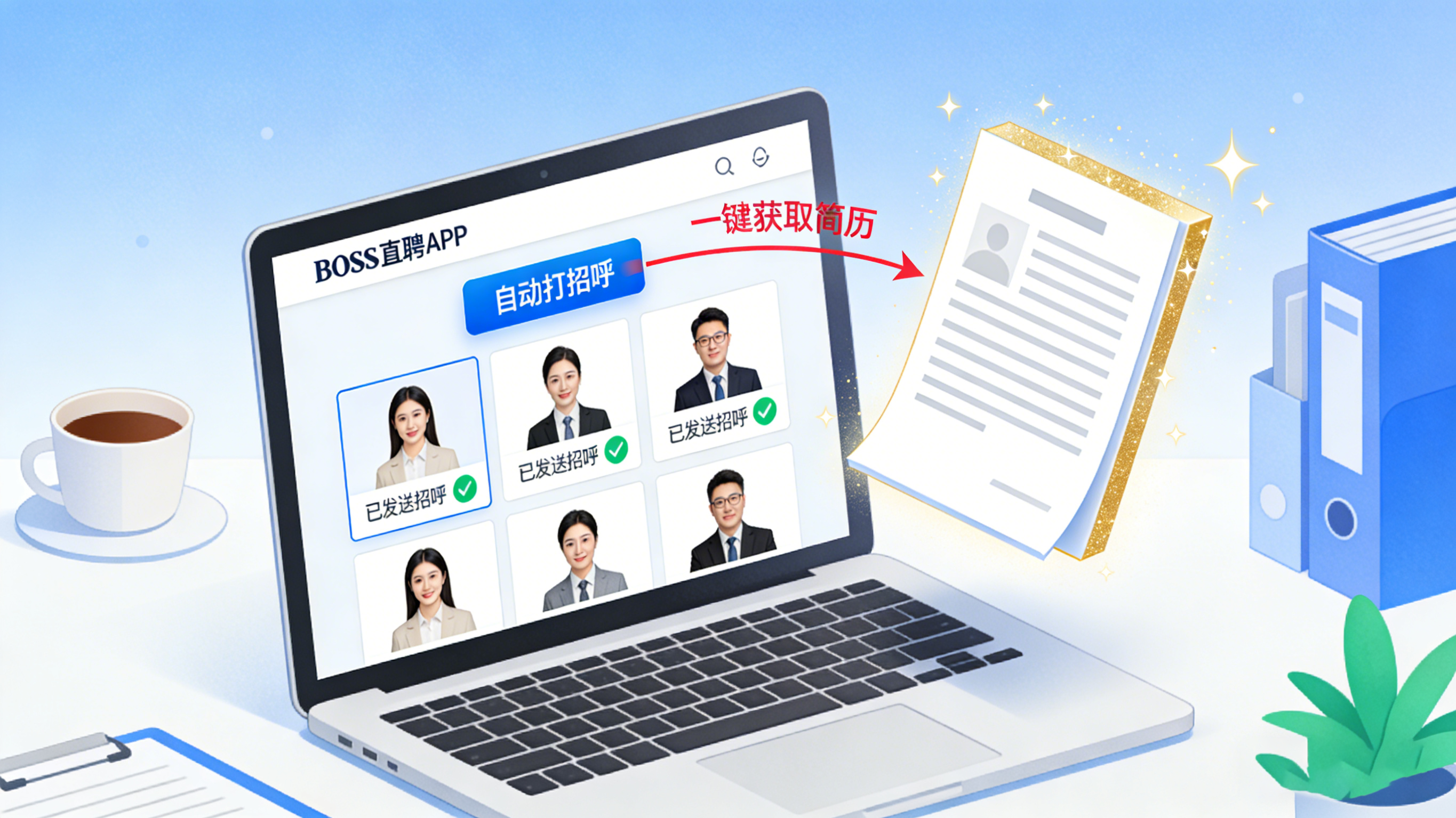 Boss自动打招呼拿简历系统